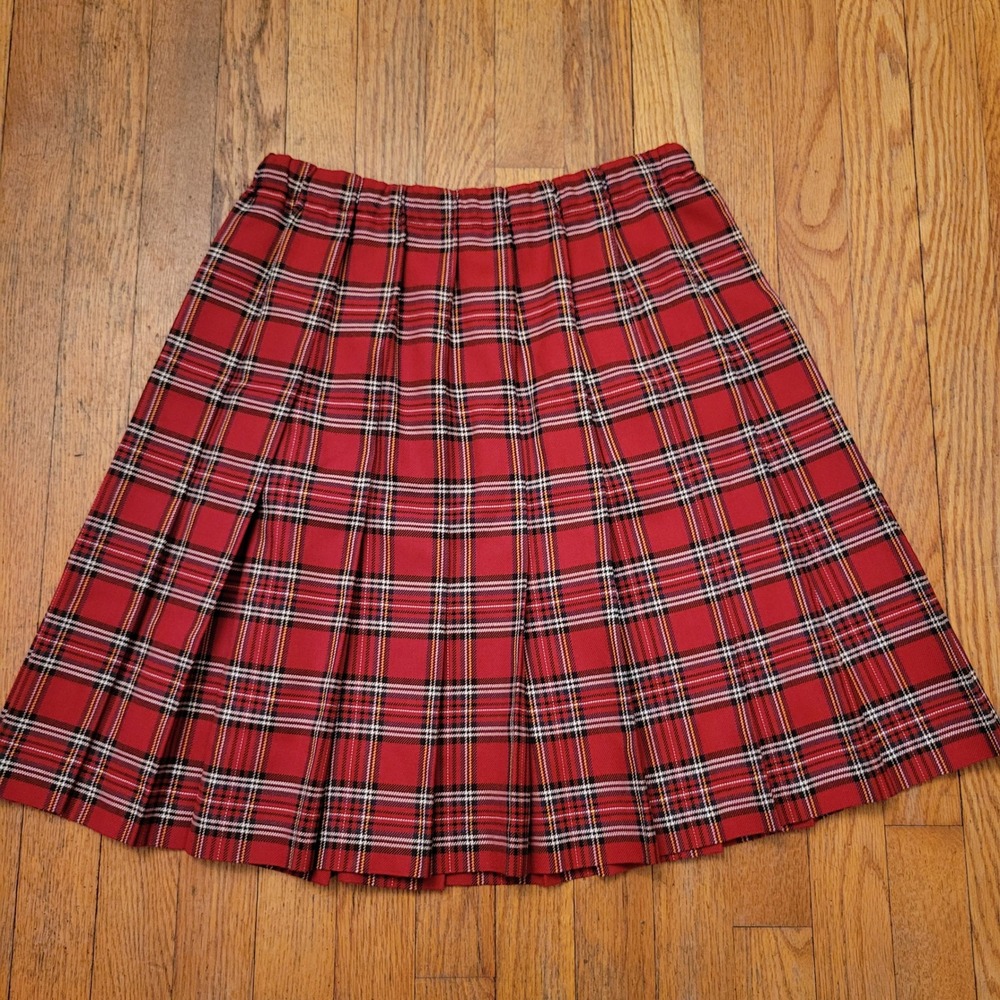 Marisa Christina MP Skirt Red Plaid Pleated Tartan USA Heritage School Girl Twee